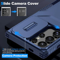 Shockproof Armor Case with Slide Push-Pull Camera Lens Protection for Samsung Galaxy S24 Series