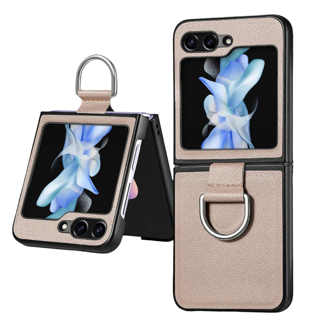 Luxury Leather Finger Ring Case for Samsung Galaxy Z Flip 6