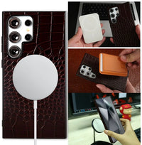 Luxury Genuine Leather Magnetic Case for Samsung Galaxy S24 Series