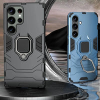 Silicone+PC Ring Stand Shockproof Armor Case for Samsung Galaxy S24 Series