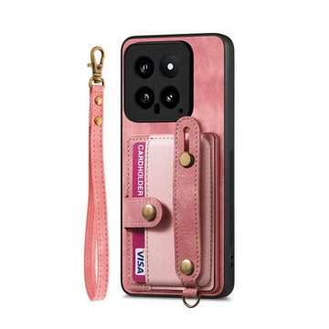 Wristband Leather Wallet Case with Card Slot and Strap Pocket Bag for Xiaomi Redmi Note 13 Series