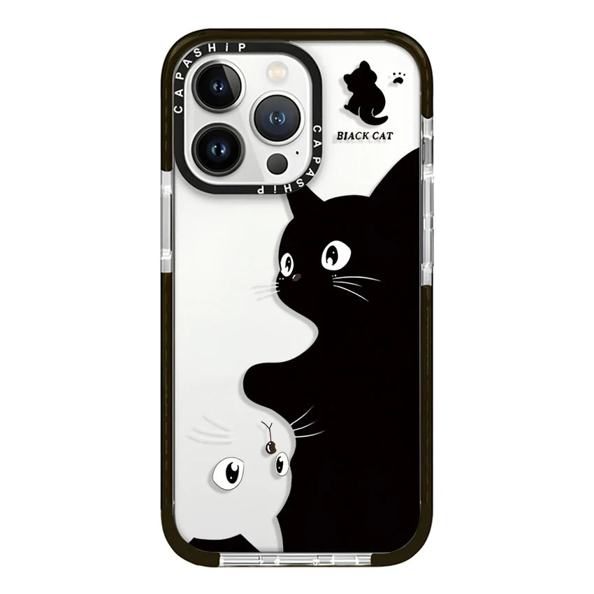 Fashion Cartoon Black Cat Soft TPU Shockproof Case for iPhone 16 Series