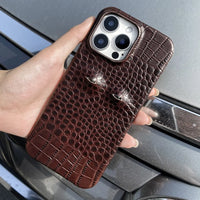 Vintage Genuine Leather Eye-Design Phone Case for iPhone 16 Series