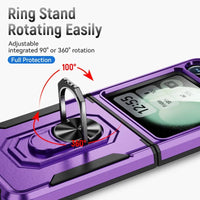 Plastic Hard Shell Shockproof Phone Case with Ring Holder for Samsung Galaxy Z Flip 6