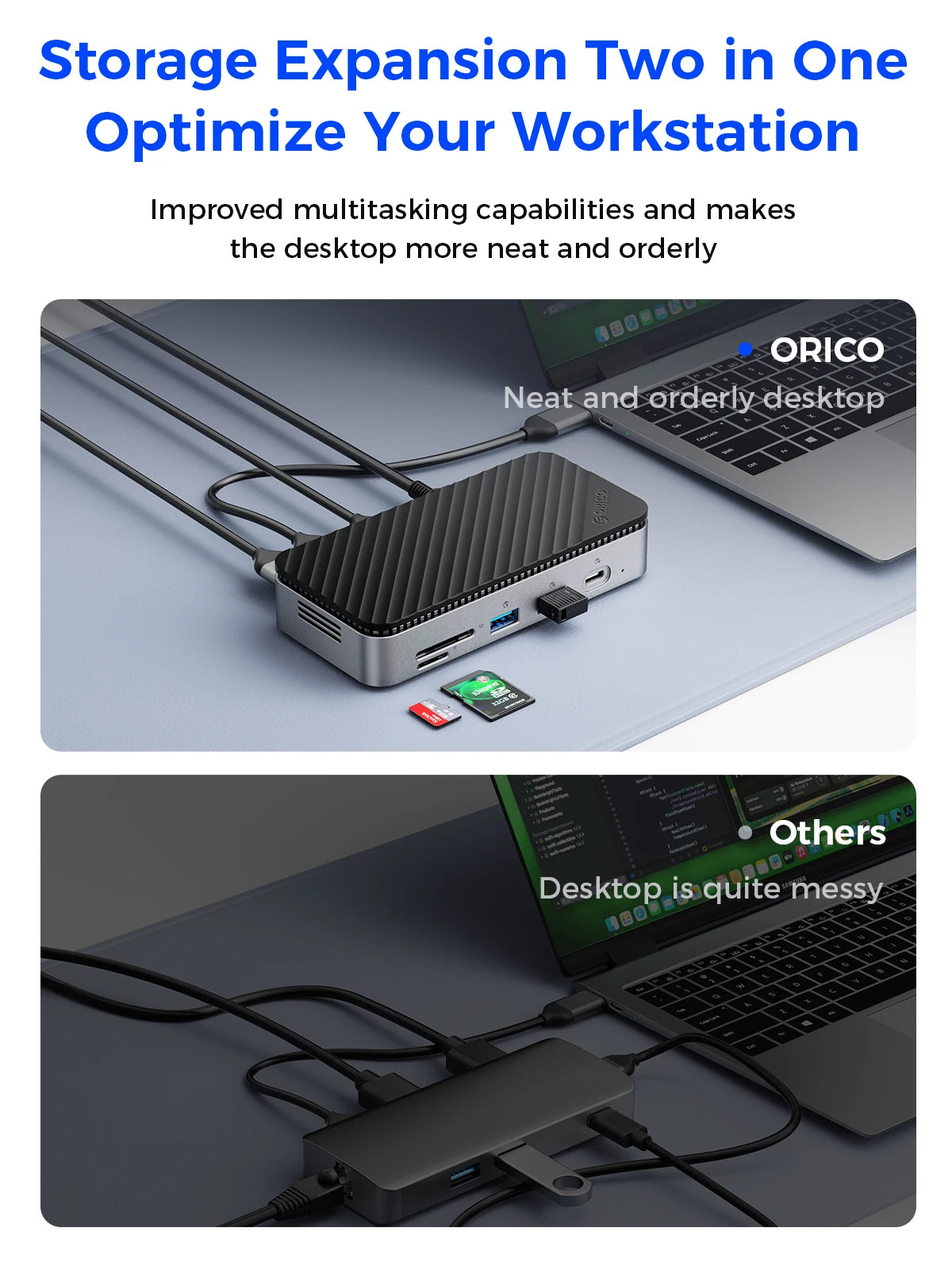 ORICO M2P7 USB-C Hub and M.2 NVMe/SATA SSD Enclosure with Cooling Fan