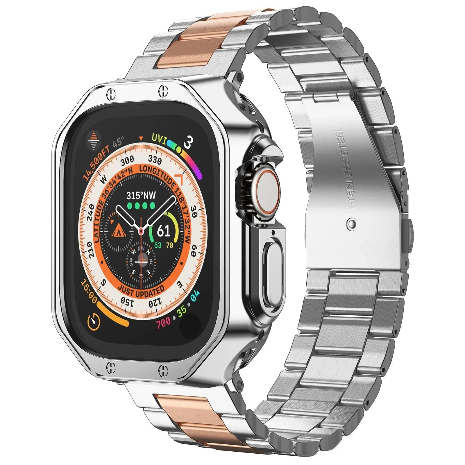 Protective TPU Case and Metal Bracelet Strap for Apple Watch