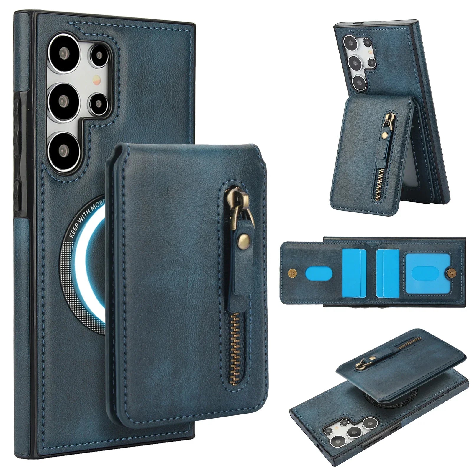 2-in-1 Magnetic Case with Detachable Card Holder & Zipper Wallet for Samsung Galaxy S24 Series