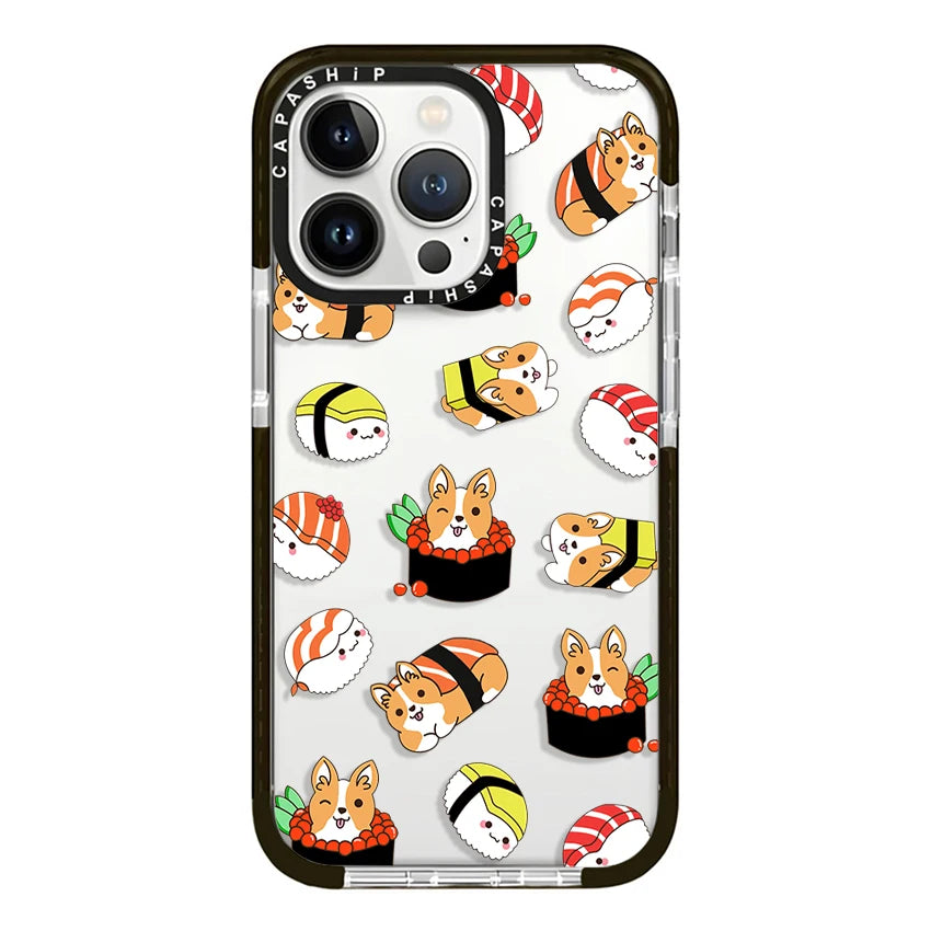 Cute Cartoon Corgi Dessert Soft TPU Shockproof Case for iPhone 16 Series