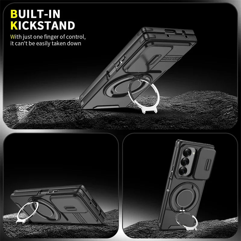 Heavy Duty Magnetic Armor Case with Ring Holder for Samsung Galaxy Z Fold 6