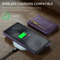 2-in-1 Detachable Magnetic Leather Case with Zipper Wallet & Card Holder for Samsung Galaxy S23