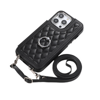 Crossbody Wallet RFID Leather Case with Ring Holder and Card Slot for iPhone 14 Series