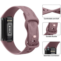 Flower Engraved Silicone Watchband for Fitbit Charge 6