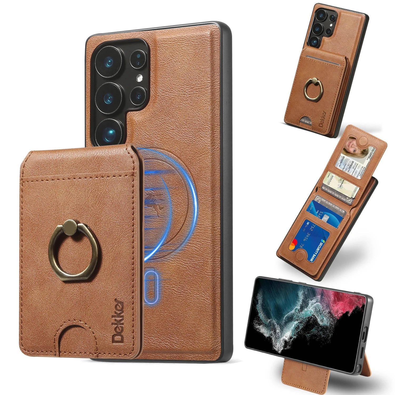 2-in-1 Leather Wallet Case with Detachable Card Holder for Samsung Galaxy S25 Series