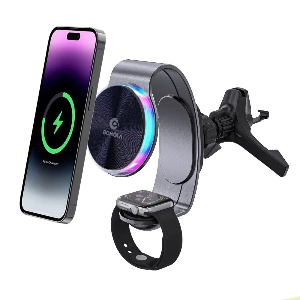 Bonola Metal Magnetic Car Phone Holder with Wireless Charger