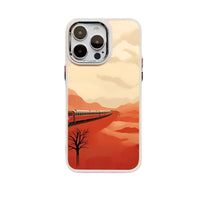 Autumn Sunset Scenery Silicone Phone Case for iPhone 15 Series