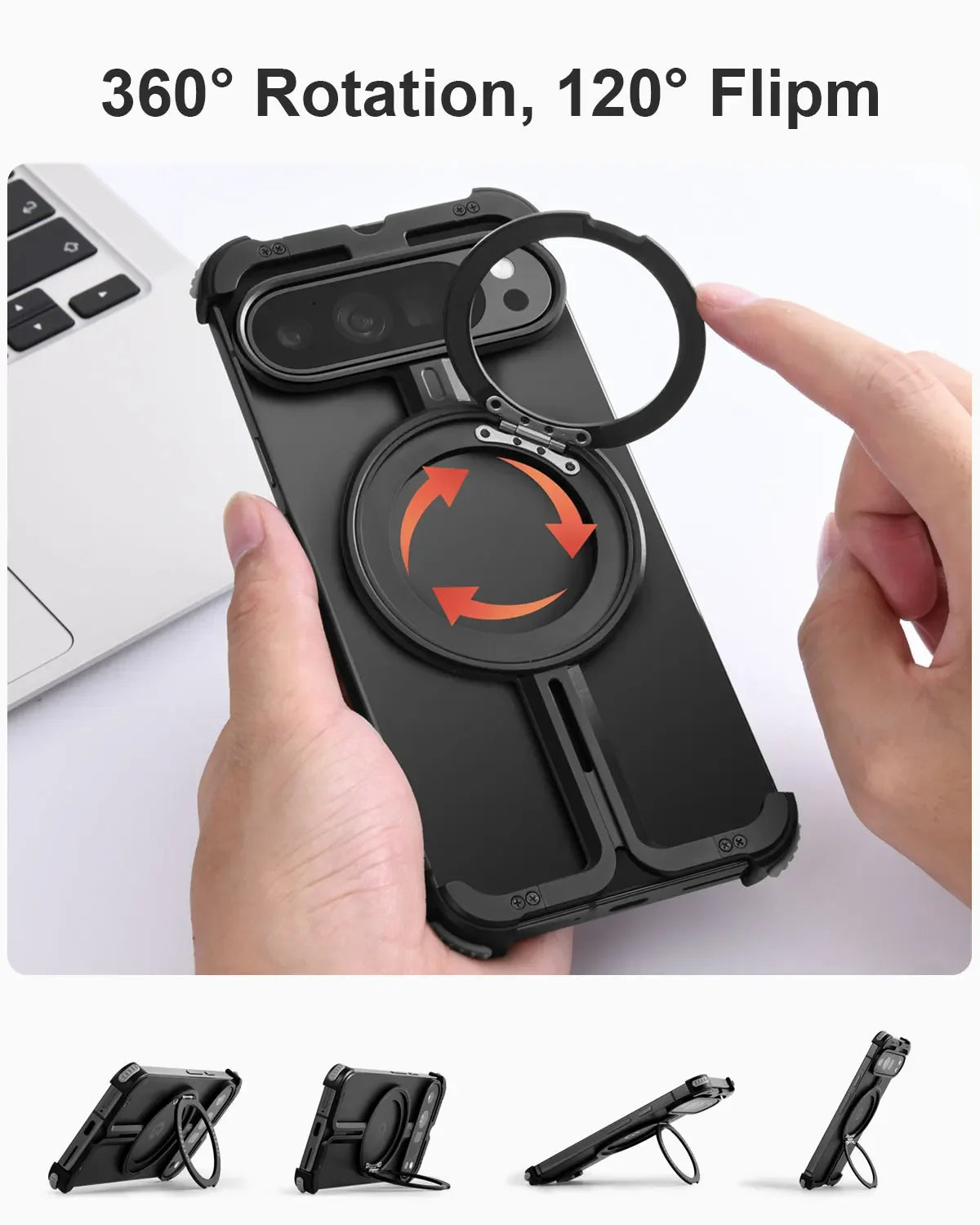 Google Pixel 9 Series Frameless Magnetic Case with 360° Rotating Kickstand