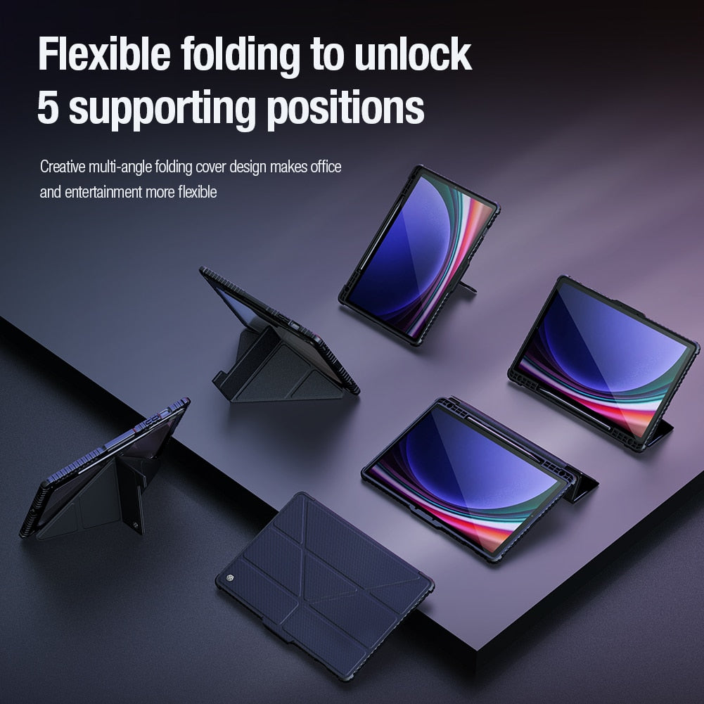 Multi-Angle Folding Cover with Camera Protection for Galaxy Tab S9 Series