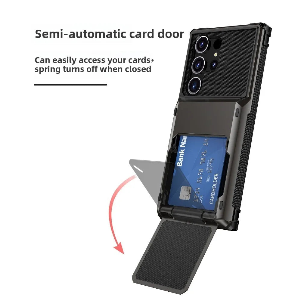 Samsung Galaxy S25 Series Shockproof Case with Built-In Card Holder