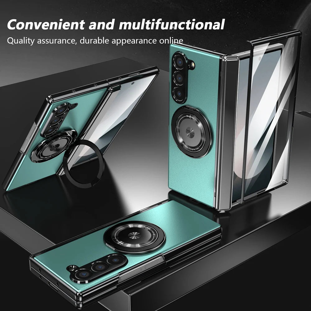 360° Rotating Magnetic Ring Case with Screen Protector for Samsung Galaxy Z Fold 6