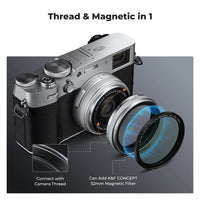 K&F Concept MCUV Black Mist 1/4 Filter Kit with Metal Square Lens Hood for Fujifilm X100 Series