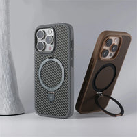 Carbon Fiber Pattern MagSafe Holder Case for iPhone 15 Series