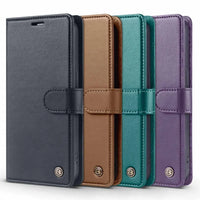 Premium PU Leather Flip Wallet Case with Card Holder & Kickstand for iPhone 16 Series