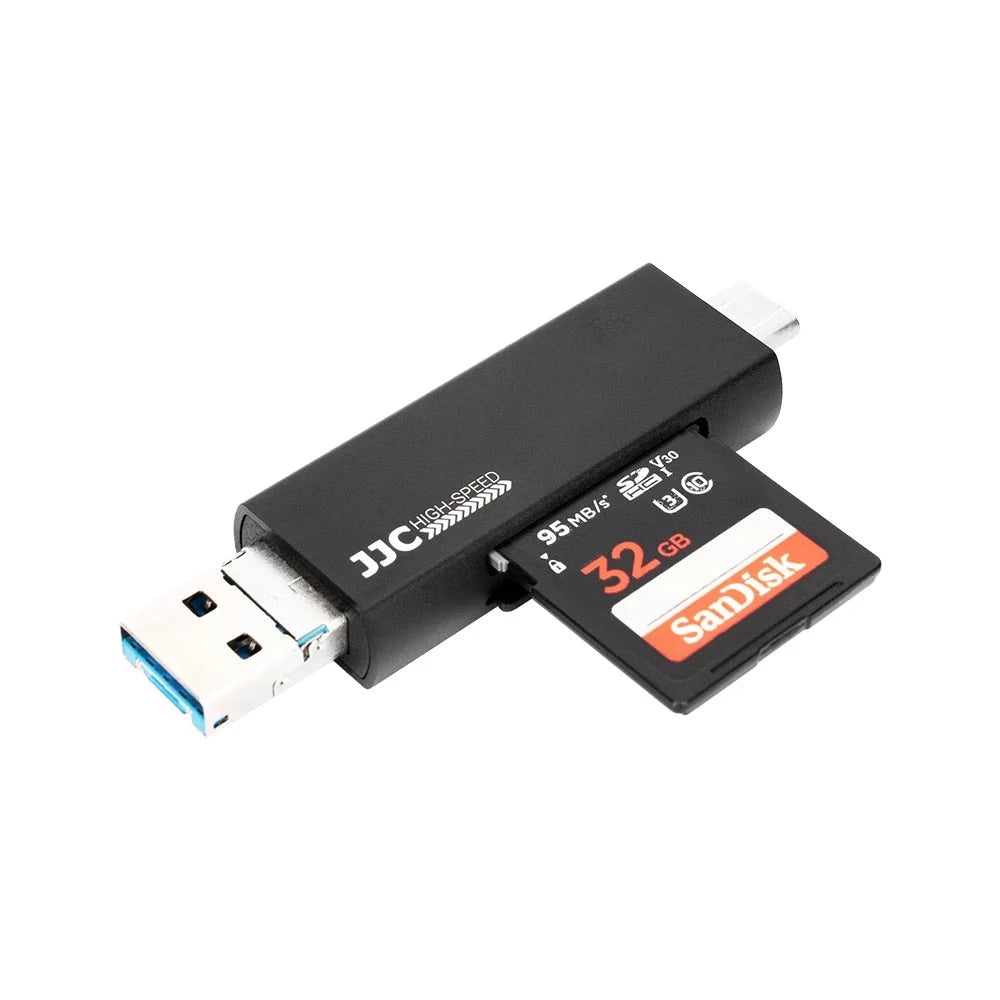 JJC Dual Connector Type-C USB 3.0 Memory Card Reader Adapter