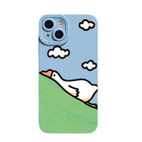 Cartoon Duck Silicone Case with Lens Protection Soft Back for iPhone 15 Series