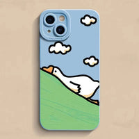 Cartoon Duck Silicone Case with Lens Protection Soft Back for iPhone 15 Series