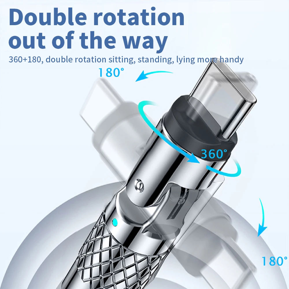 USLION 540° Rotating 120W 6A Type C Cable