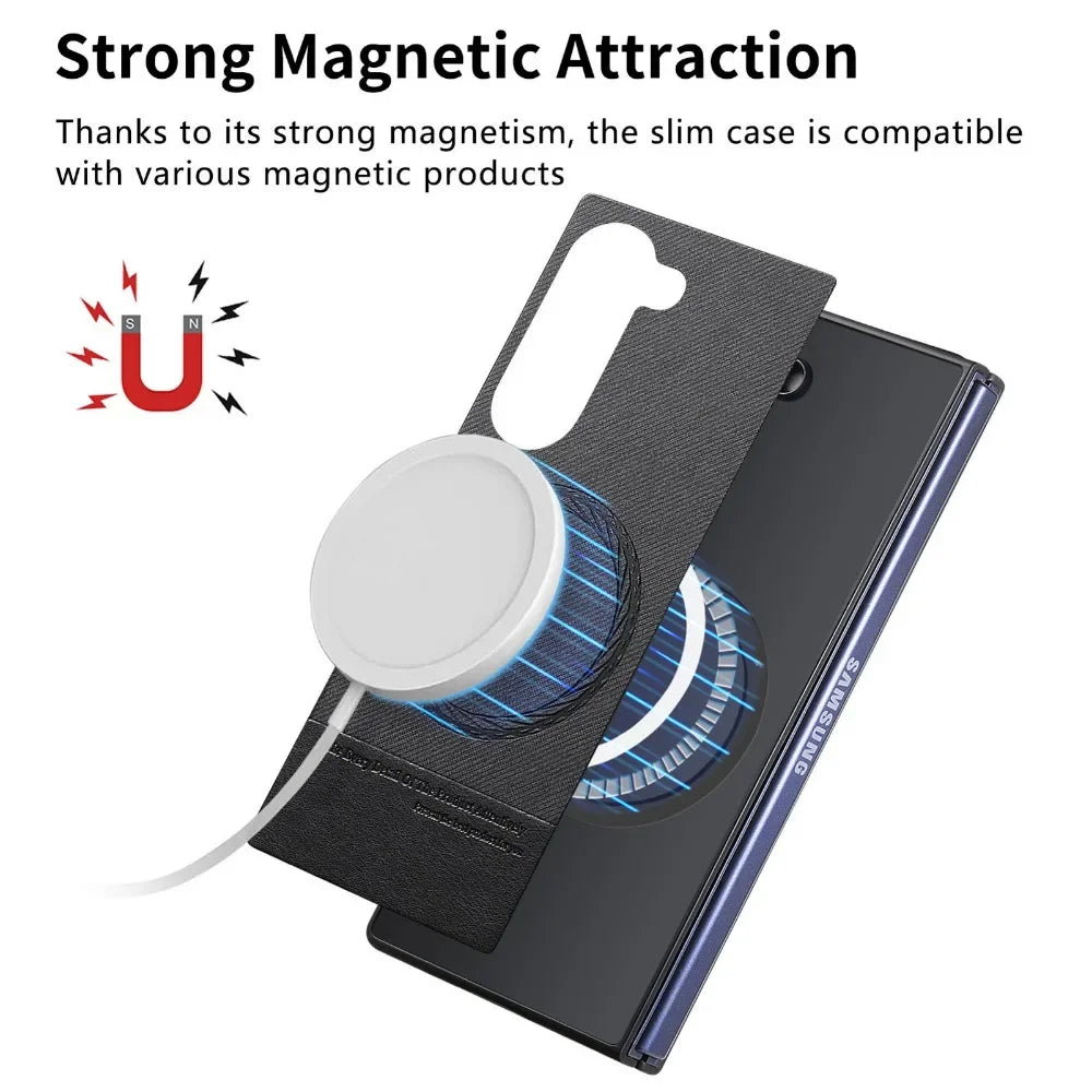 Oblique Cloth Texture Magnetic Case for Samsung Galaxy Z Fold 5