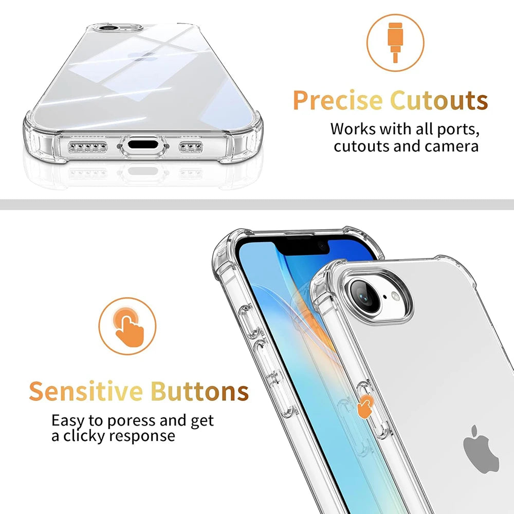 Shockproof Ultra-Thin Transparent Soft Silicone Case for iPhone 16e