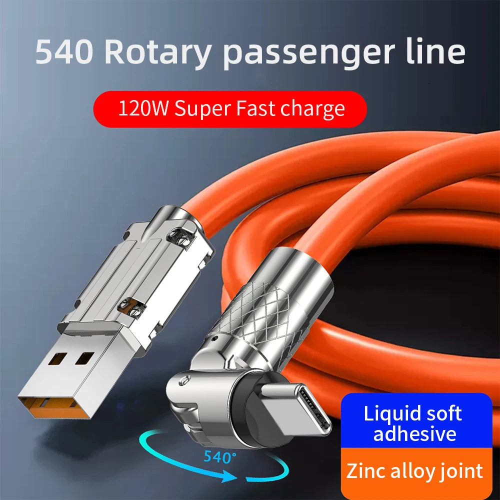 USLION 540° Rotating 120W 6A Type C Cable