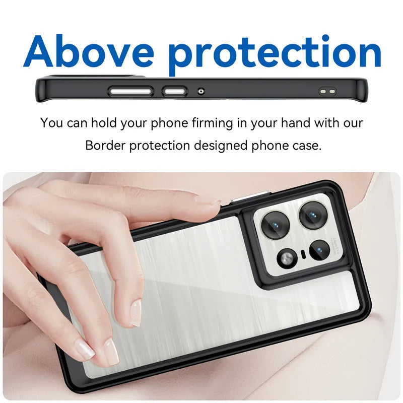 Colorful Soft Edge Silicone Transparent Bumper Case for Motorola Edge 50 Pro