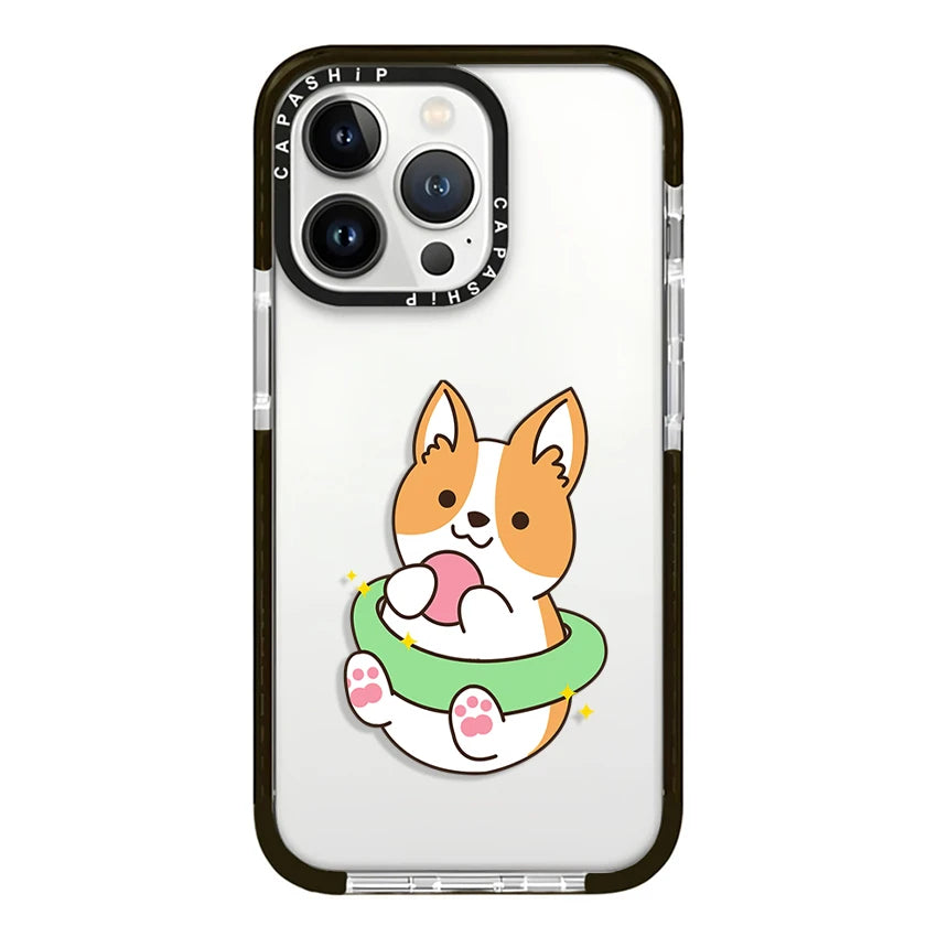 Cute Cartoon Corgi Dessert Soft TPU Shockproof Case for iPhone 16 Series