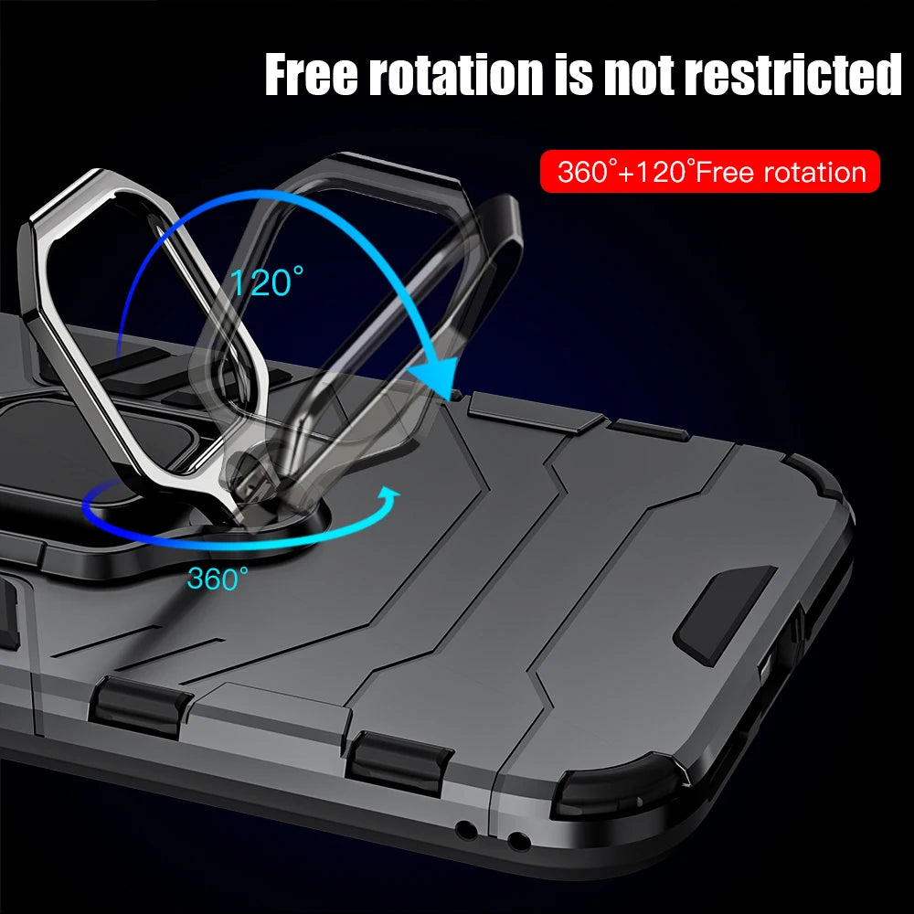 Shockproof Armor Case with Silicone+PC Material and Metal Ring Stand Holder for Nothing Phone 2a