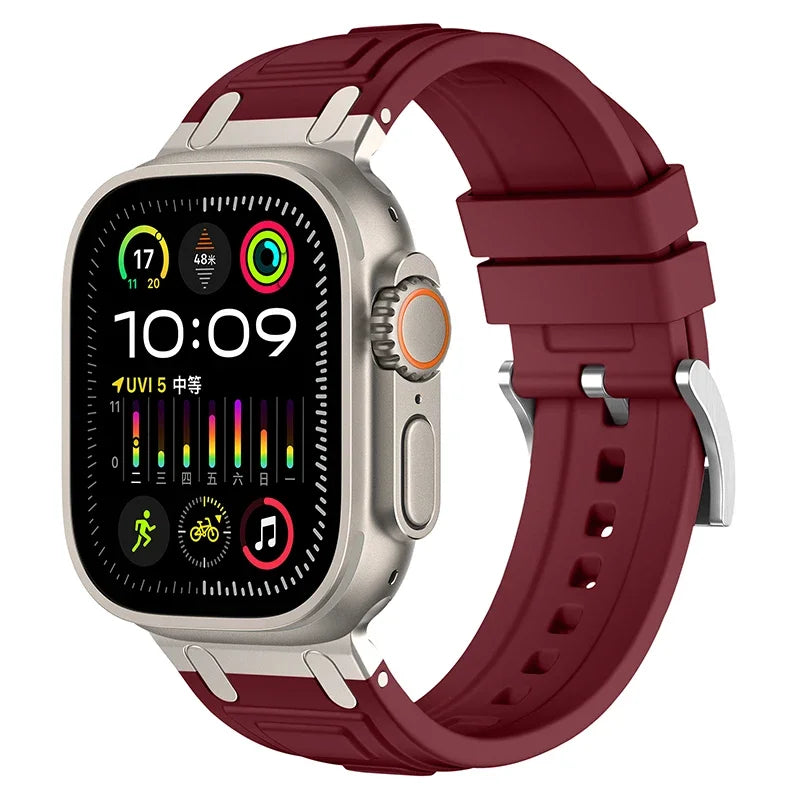 Silicone and Metal Hybrid Strap for Apple Watch Ultra