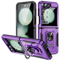 Plastic Hard Shell Shockproof Phone Case with Ring Holder for Samsung Galaxy Z Flip 6