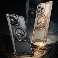 Frameless 360° Rotating Aluminum Phone Case with Bat Design  for iPhone 16 Pro and Pro Max