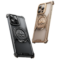 Frameless 360° Rotating Aluminum Phone Case with Bat Design  for iPhone 16 Pro and Pro Max