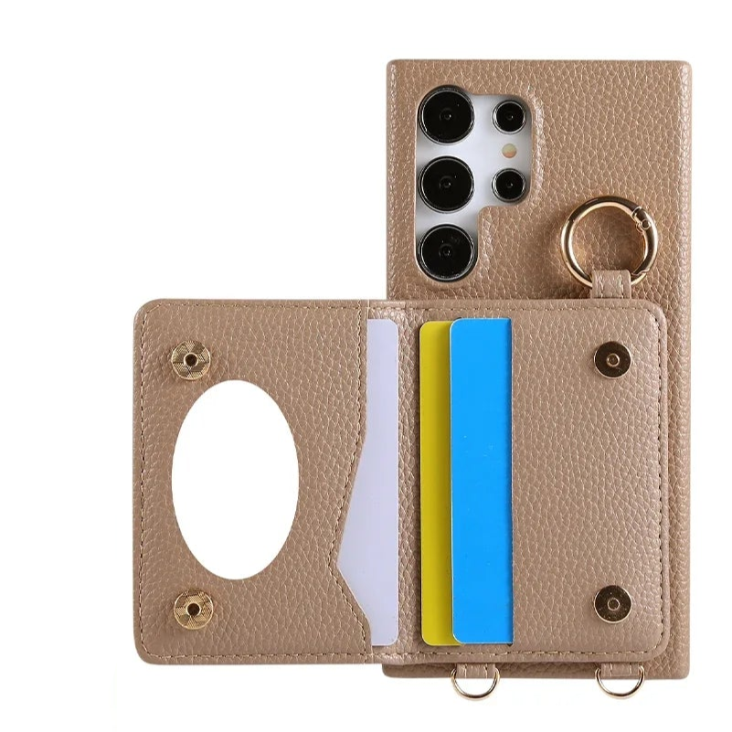 Crossbody Wallet Case with Card Slots and Mirror for Samsung Galaxy S24 Series