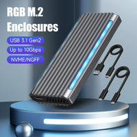 MOSHOU RGB Aluminum M.2 to USB NVMe SATA SSD Enclosure Reader