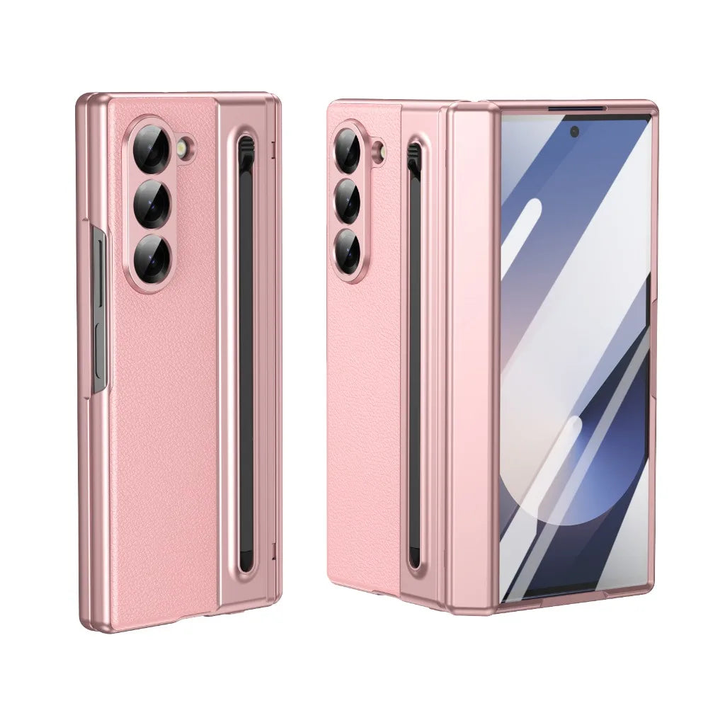 Leather Shockproof Phone Case with Pen Slot for Samsung Galaxy Z Fold 6