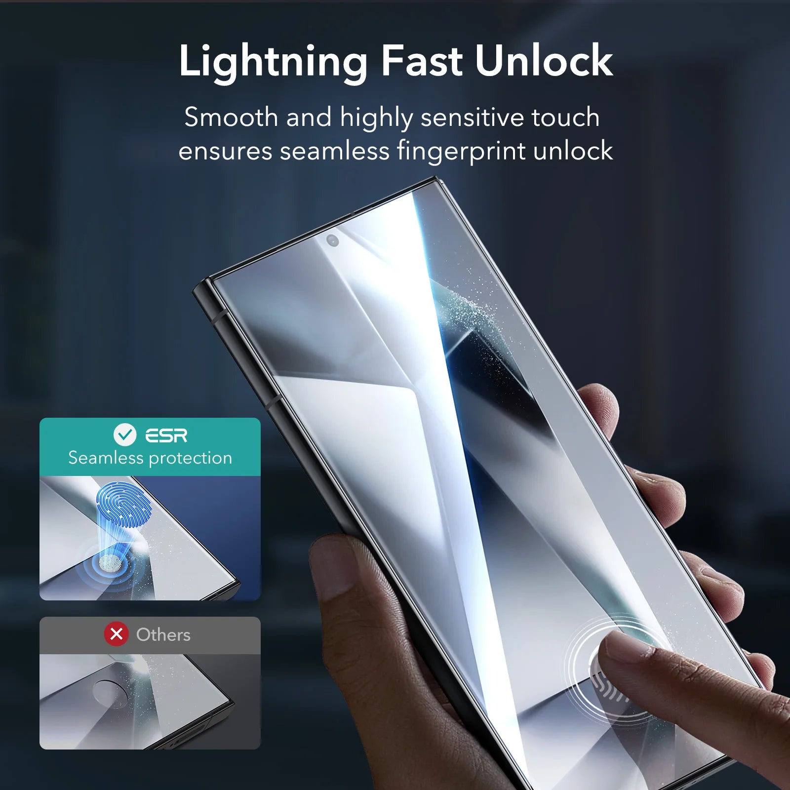 Full Coverage 9H Tempered Glass Screen Protector with Fingerprint Unlocking for Samsung Galaxy S24 Ultra