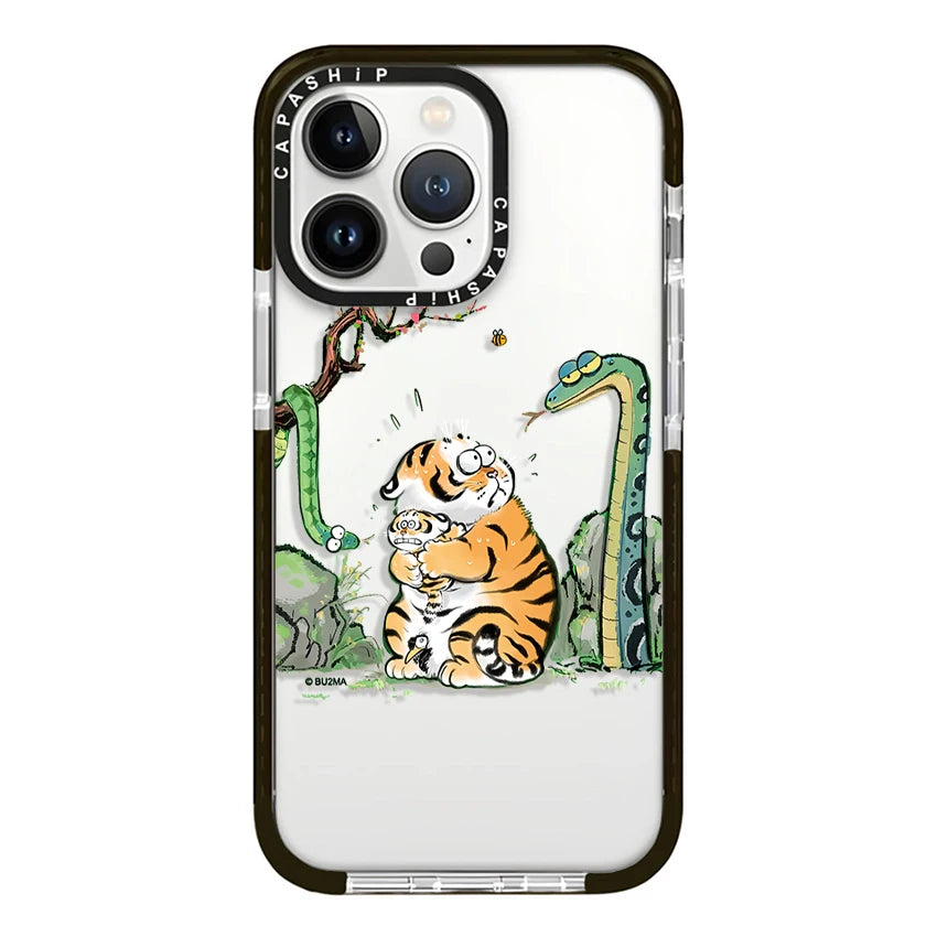 Cute Cartoon Chubby Tiger Soft TPU Shockproof Case for iPhone 16 Series