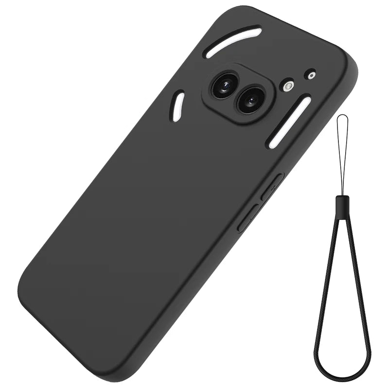 Soft Premium Liquid Silicone Case with Flocking Inside and Strap for Nothing Phone 2a