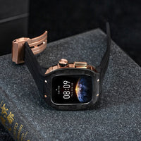 Luxury Carbon Fiber Case with Fluorine Rubber Strap for Apple Watch