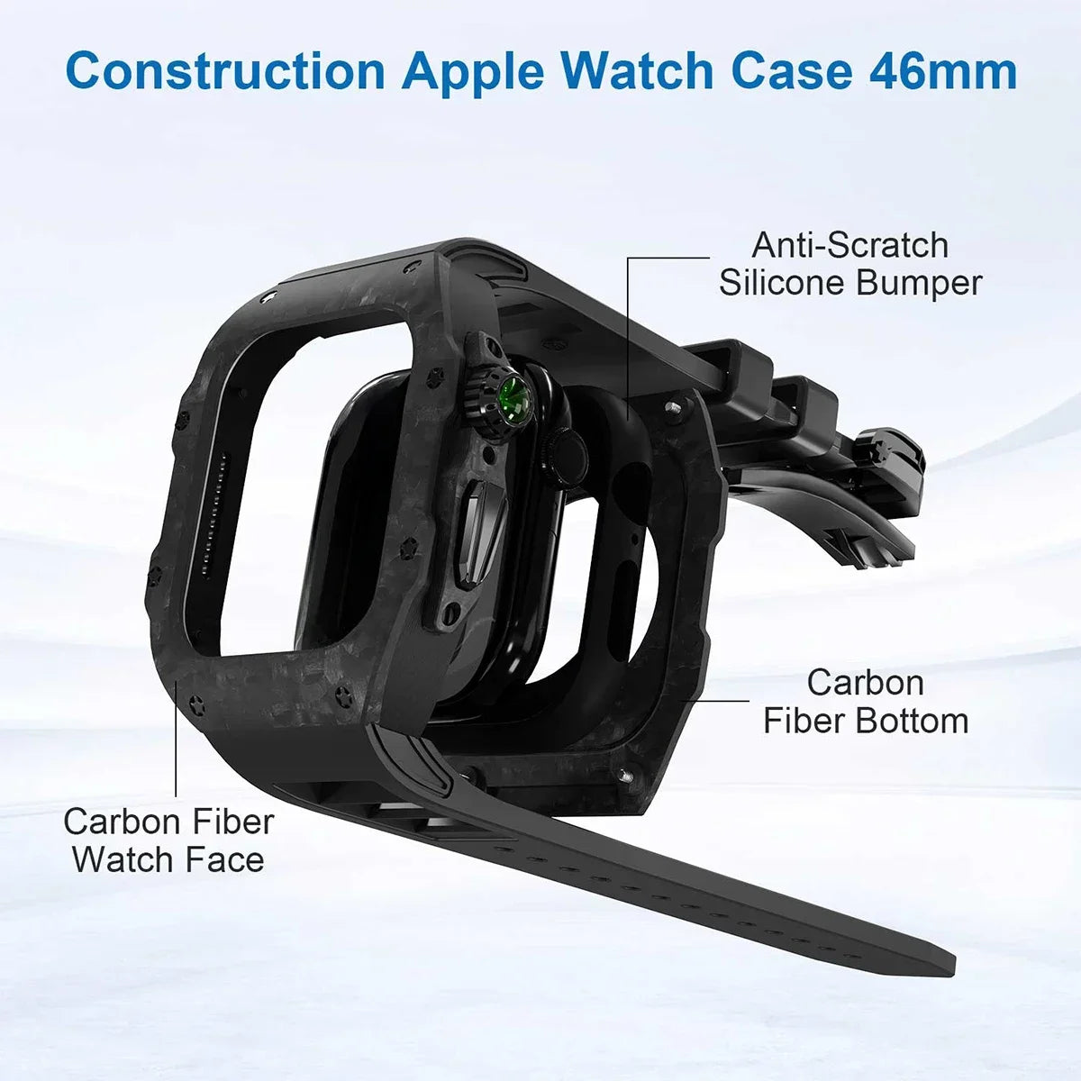 Luxury Carbon Fiber Case & Sport Silicone Strap Kit for Apple Watch