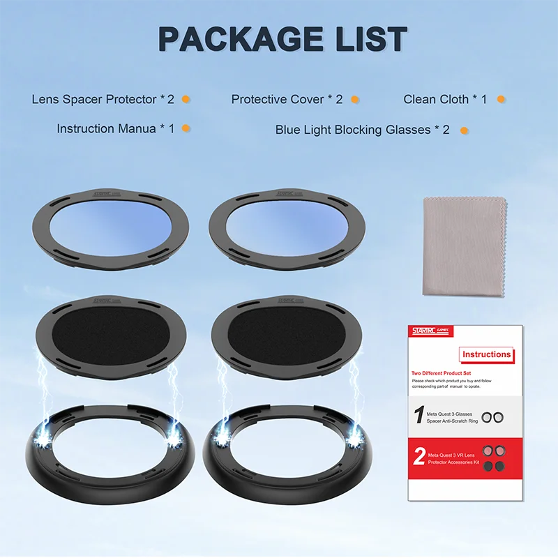 Scratch-Resistant Ring Lens Protective Cover Set for Meta Quest 3 VR Glasses