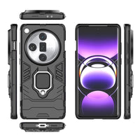 Silicone PC Luxury Protector Case with Armor Finger Ring Cover for Oppo Find X7 Ultra